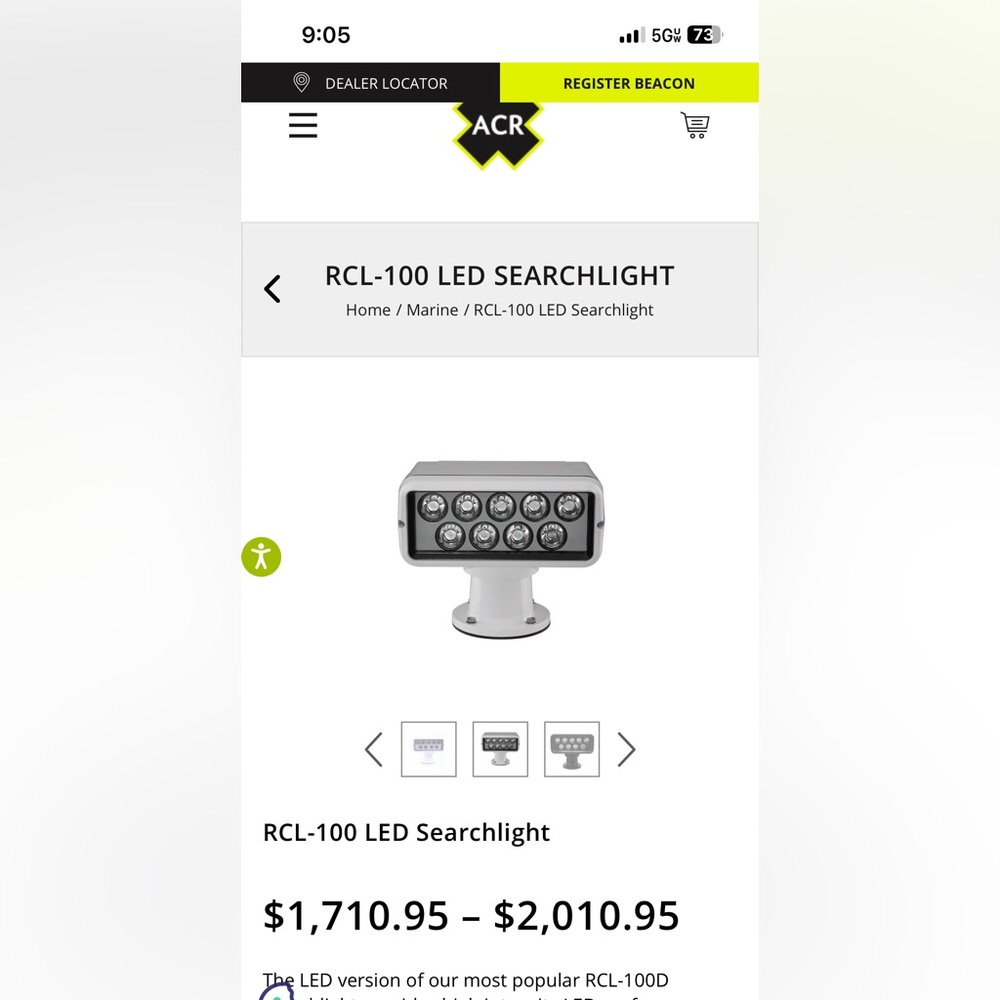 ACR RCL 100 LED Search Light sport boat  searchlight with remote control